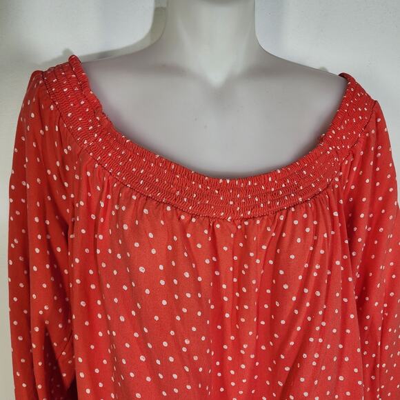 Maurices Womens Polka Dot Off The Shoulder Blouse Crochet Long Sleeve Size XL - Picture 5 of 12